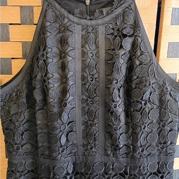Adrianna Papell Black Lace Halter Cocktail Dress Size 16 Elegant Evening - Picture 8 of 11